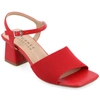 Journee Collection Knit Block Heel Sandal In Red