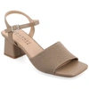 Journee Collection Knit Block Heel Sandal In Beige