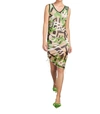 Tricot Chic V Neck Abstract Print Dress In Beige Multi In Beige
