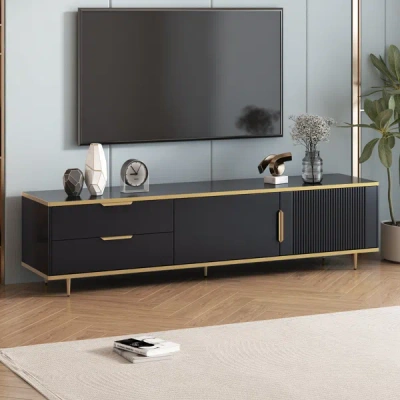 Simplie Fun Modern Tv Stand For 65+ Inch Tv In Black