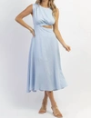 In The Beginning Cutout Linen Midi Dress In Sky Blue In Blue