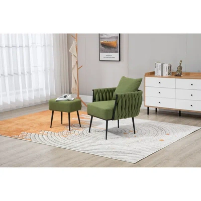 Simplie Fun Velvet Accent Chair Modern Upholstered Armchair Tufted Chair In Green