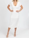 Le Lis Short Sleeve Collared Midi Dress In Ivory In Multi
