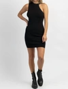Le Lis Mock Neck Knit Mini Dress In Onyx In Black
