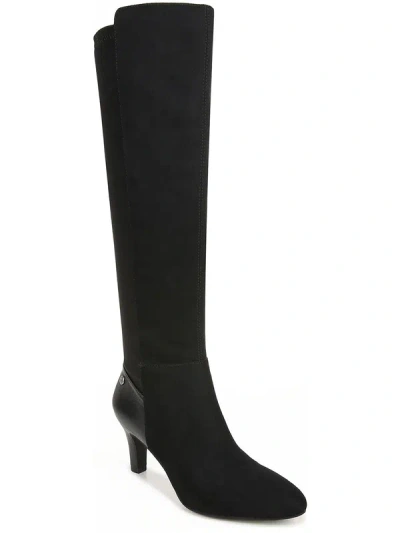 Lifestride Gracie Womens Faux Suede Wide Calf Knee-high Boots In Black