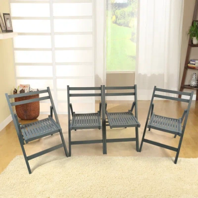 Simplie Fun Furniture Slatted Wood Folding Special Event Chair - Gray