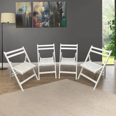 Simplie Fun Furniture Slatted Wood Folding Special Event Chair - White
