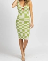 Fore Checked Knit Midi Dress In Taupe + Sage In Multi