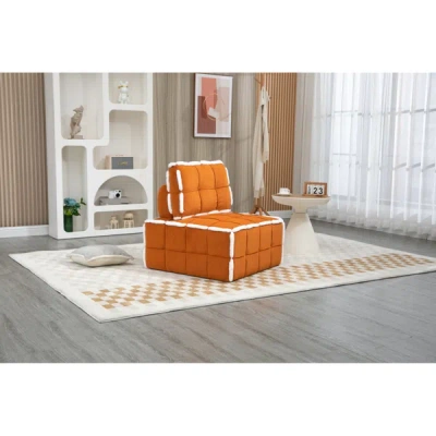 Simplie Fun Upholstered Deep Seat Armless Accent Single Lazy Sofa Lounge Armchair In Orange