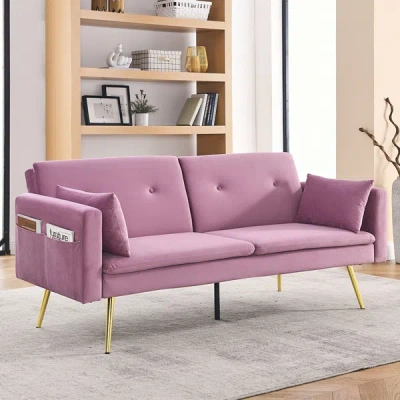 Simplie Fun 72.5" Convertible Sofa Bed In Pink