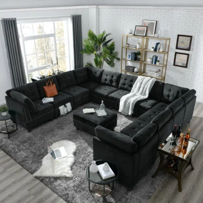 Simplie Fun U Shape Modular Sectional Sofa In Multi