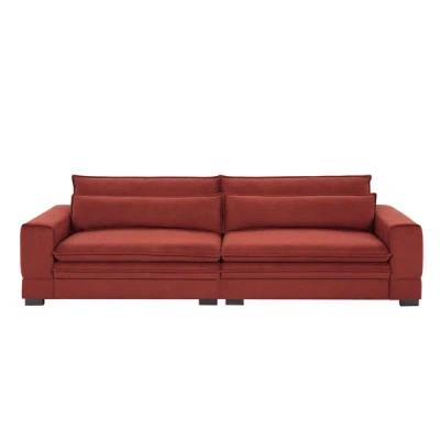 Simplie Fun Mid Century Modern Fabric Sofa In Red
