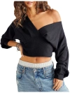 WE THE FREE ALL NIGHTER WOMENS WAFFLE KNIT PLEATED CROPPED