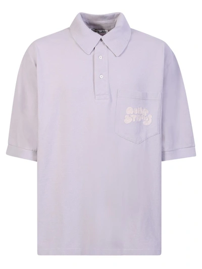 Acne Studios Embroidered-logo Polo Shirt By  In Lilac In Purple