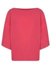 Alberto Biani Coral Red Cady Camellia Blouse In Pink