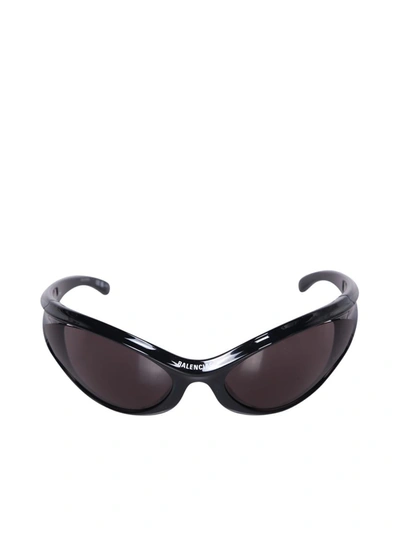Balenciaga Dynamo Round Grey Sunglasses In Black