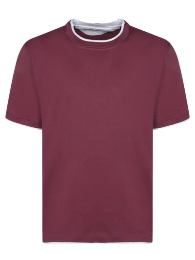 Brunello Cucinelli Contrasting Edges Bordeaux T-shirt