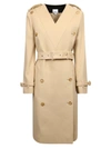 Burberry Double-breasted Collarless Trench Coat In Beige