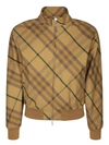 Burberry Check Motif Zip-up Bomber Jacket In Beige