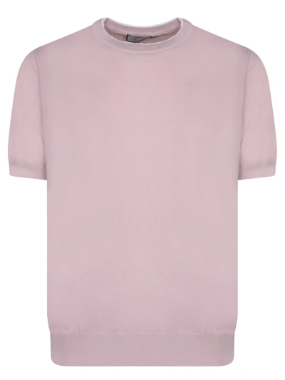 Canali Edges Pink/white T-shirt In Orange