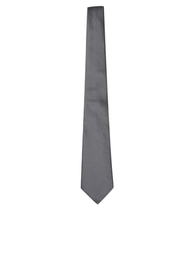 Canali Micropattern White/grey/black Tie