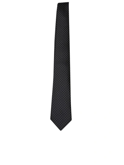 Canali Micropattern Square White/black Tie