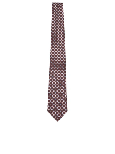Canali Patterned Multicolor/brown Tie In Blue