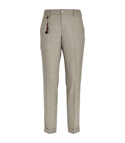 Marco Pescarolo Virgin Wool Drawstring Trousers In Grey