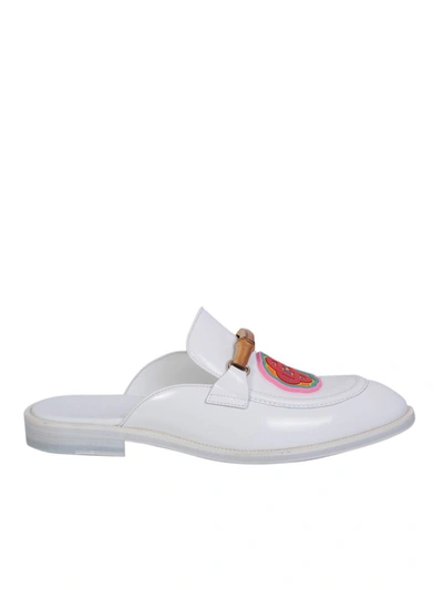 Casablanca Memphis Leather Backless Loafers In White