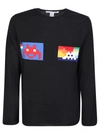 Comme Des Garçons Shirt Crew Neck Wool Blend Pacman Sweater In Black