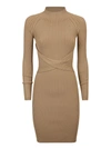 Dion Lee Twist-detail Ribbed-knit Minidress In Beige