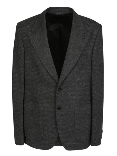 Dolce & Gabbana Checked Knit Blazer In Black