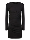 Dsquared2 Ruched Long Sleeve Mini Dress In Black