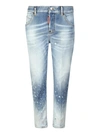 Dsquared2 Distressed Effect Cropped Skinny Jeans In Blue
