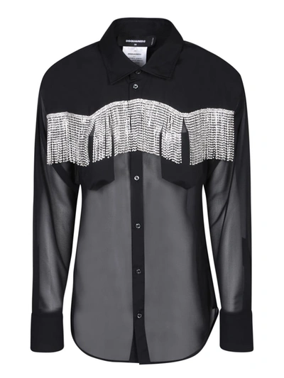 Dsquared2 Fringed Long In Black