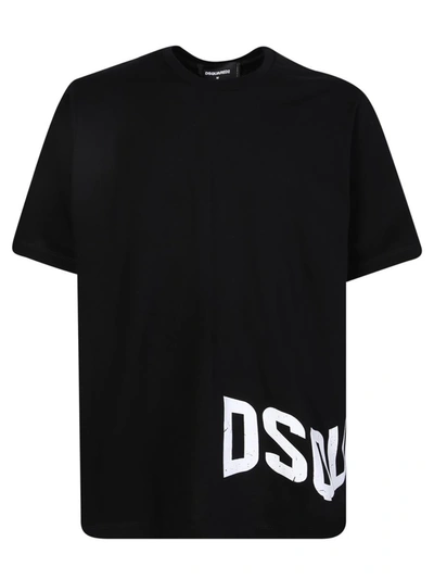 Dsquared2 Side Logo Black T-shirt In Neutrals