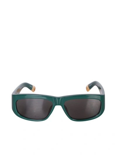 Jacquemus Pilota Green Sunglasses In Grey