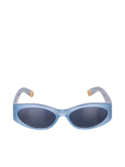 Jacquemus Les Lunettes Ovalo Light Blue Sunglasses In Grey
