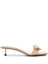 Jacquemus Geometric Buckle Mules In Ivory