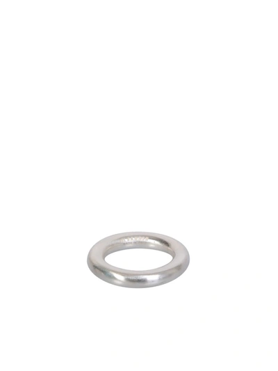 Jil Sander Silver Band Ring In Grey