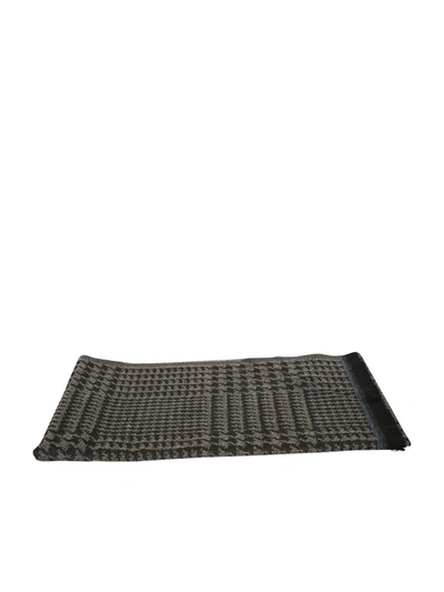 Kiton Houndstooth Patterned Scarf In Black