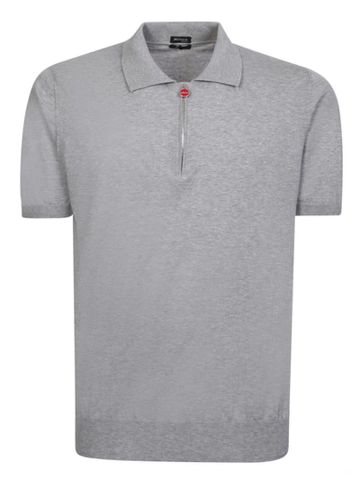 Kiton Zip-up Grey Polo Shirt