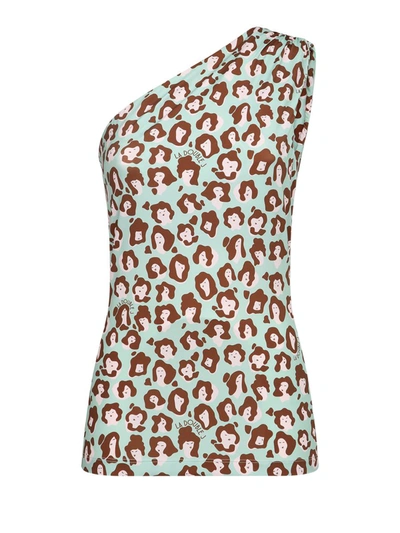 La Doublej Lady Leopard-print One-shoulder Top In Blue