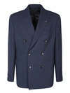 Lardini Double-breasted Blue Jacket In Blue