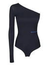 Mm6 Maison Margiela One-shoulder Black Bodysuit In Black