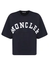 Moncler Logo Printed Cropped T-shirt In Blue