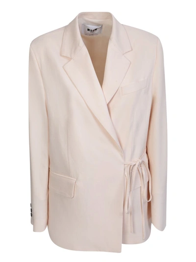 Msgm Wallet Design Ivory Jacket In White
