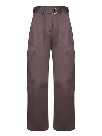 Msgm Brown Cargo Trousers In Grey