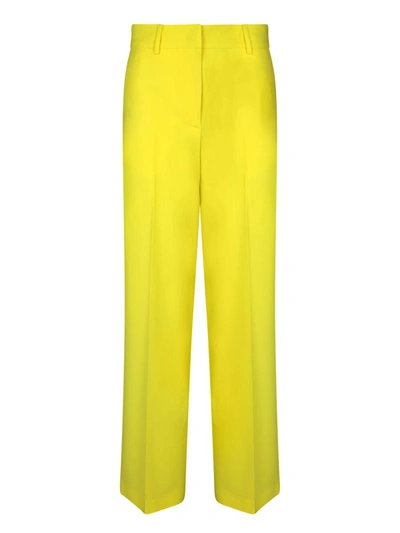 Msgm White Tailored Trousers In Yellow