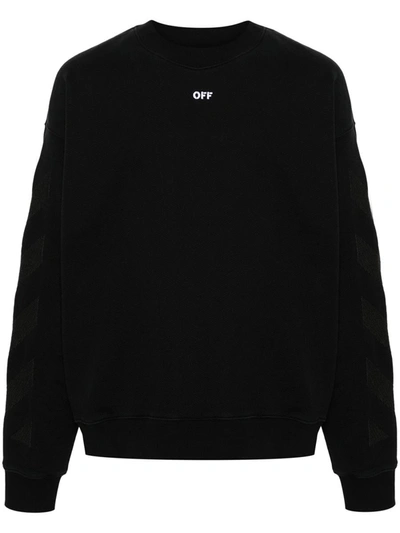 Off-white Diagonal Striped Sweatshirt In Black